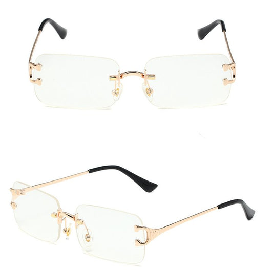 Trendy rectangular sunglasses rimless